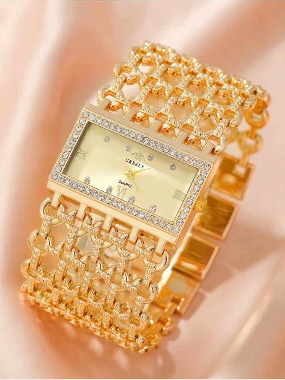 Gold Crystal-Trim Bracelet Watch for Women - Picture 6 of 9